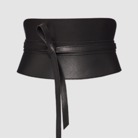 Underbust Leather Corset Belt In Black