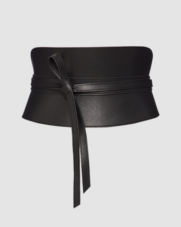 Underbust Leather Corset Belt In Black