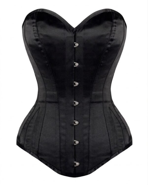 Classic Long Black Steel Boned Waist Taming Corset curvycorset.com