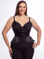 Satin Waspie Hourglass Curvy Cupless Corset with Hip Ties