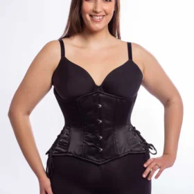 Satin Waspie Hourglass Curvy Cupless Corset with Hip Ties