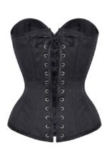 Black Waist Training Steel Boned Overbust Corset curvycorset.com