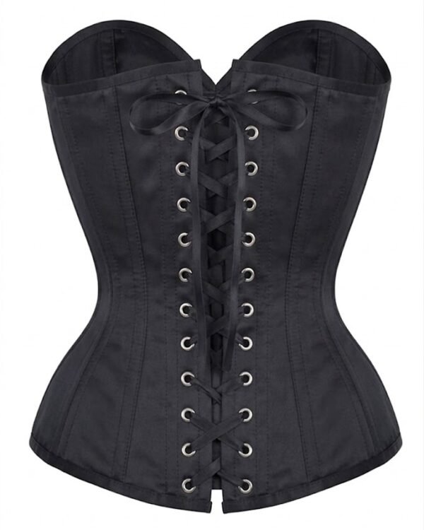 Black Waist Training Steel Boned Overbust Corset curvycorset.com