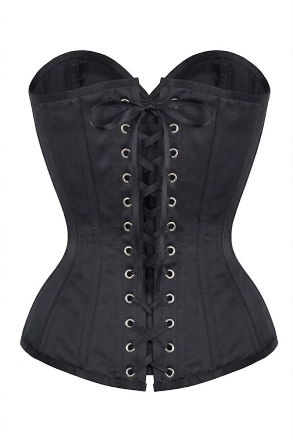 Black Waist Training Steel Boned Overbust Corset curvycorset.com