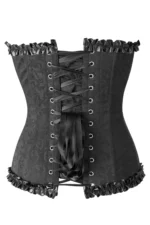 Black Cotton Twill Classic Steel Boned Waist Trainer Hip Gores