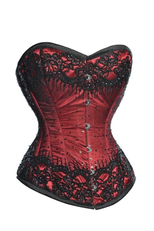 Black Cotton Twill Classic Steel Boned Waist Trainer Hip Gores