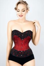 Black Cotton Twill Classic Steel Boned Waist Trainer Hip Gores