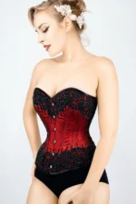 Black Cotton Twill Classic Steel Boned Waist Trainer Hip Gores