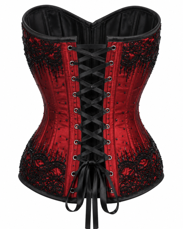 Burgundy Satin Steel Boned Couture Corset curvycorset.com