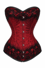 Burgundy Satin Steel Boned Couture Corset curvycorset.com