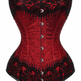 Burgundy Satin Steel Boned Couture Corset curvycorset.com