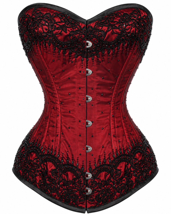 Burgundy Satin Steel Boned Couture Corset curvycorset.com