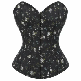 Ditsy Floral Printed Cotton Overbust Steel Boned Corset curvycorset.com