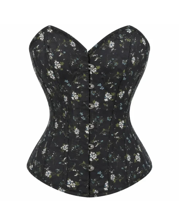 Ditsy Floral Printed Cotton Overbust Steel Boned Corset curvycorset.com