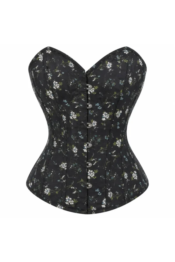 Ditsy Floral Printed Cotton Overbust Steel Boned Corset curvycorset.com