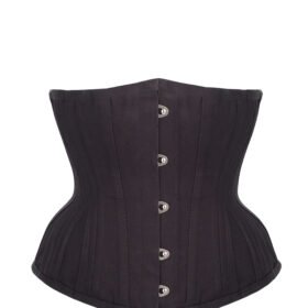 Black Cotton Twill Classic Underbust Waist Trainer With Hip Gores
