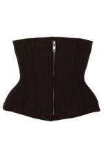 Black Cotton Twill Classic Steel Boned Waist Trainer Hip Gores