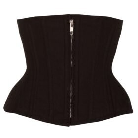 Black Cotton Twill Classic Steel Boned Waist Trainer Hip Gores