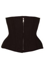 Black Cotton Twill Classic Steel Boned Waist Trainer Hip Gores