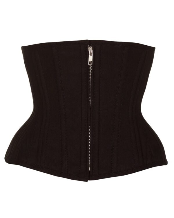 Black Cotton Twill Classic Steel Boned Waist Trainer Hip Gores