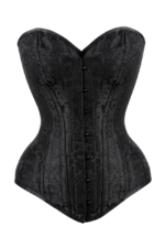 Long Black Brocade Waist Training Corset curvycorset.com