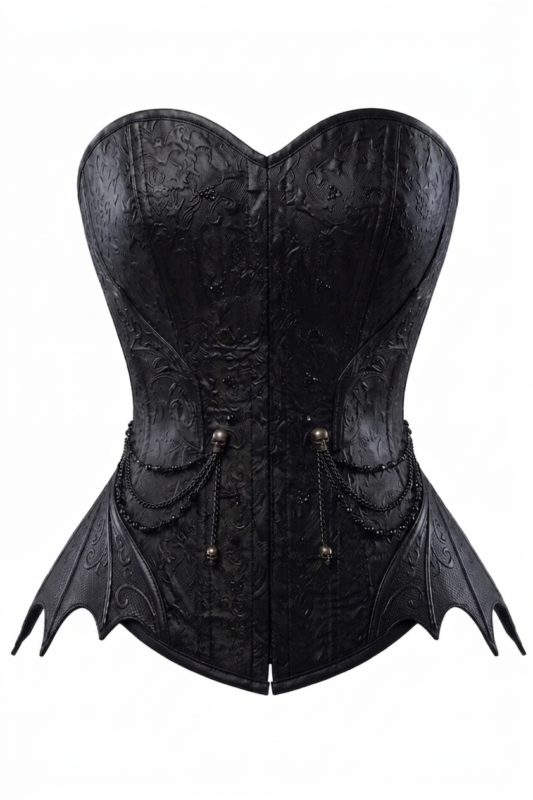 Black Gothic Bat Wing Overbust Corset curvycorset.com