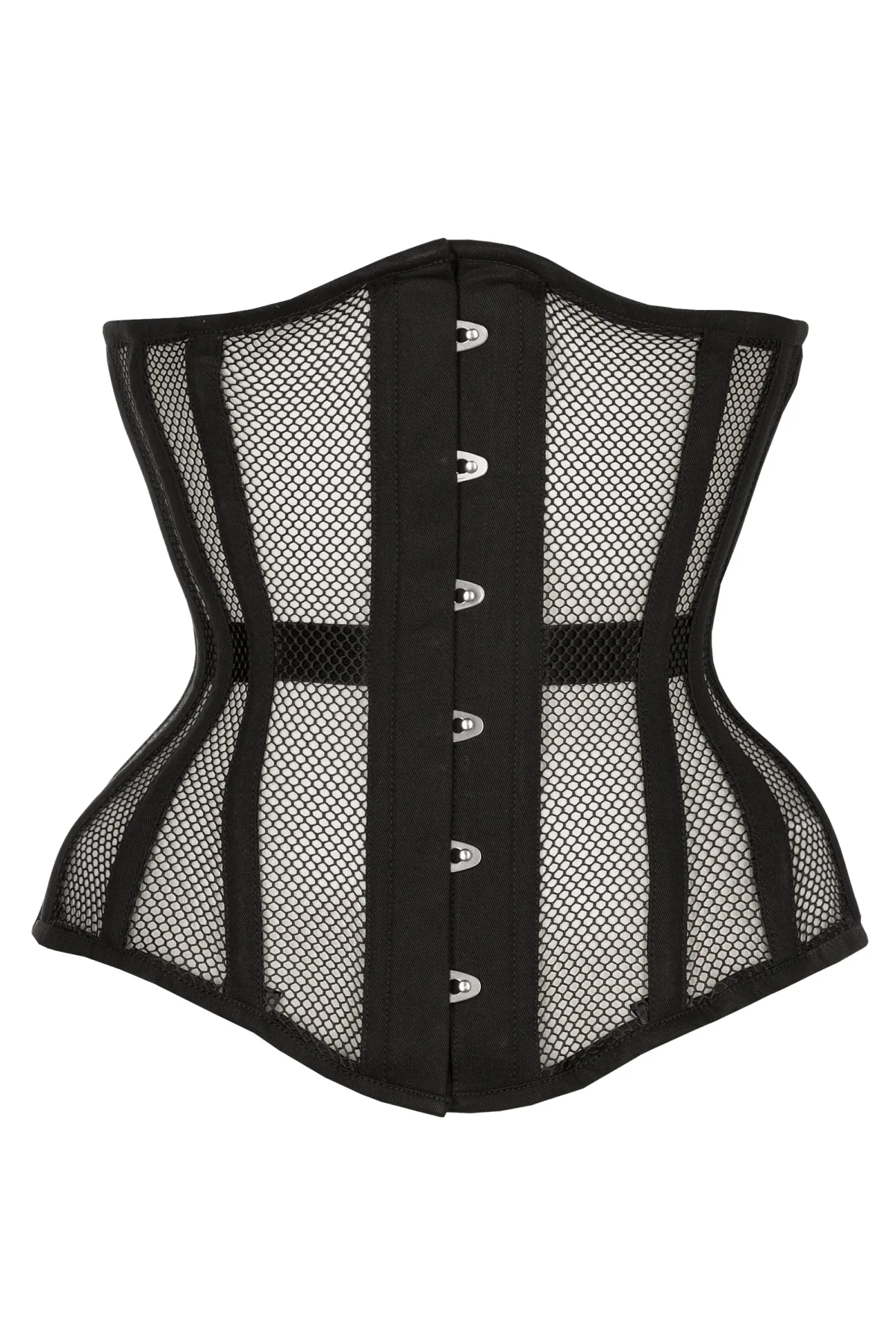 Black Cotton Twill Classic Steel Boned Waist Trainer Hip Gores
