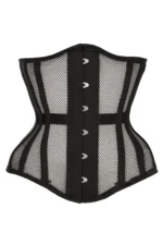 Black Cotton Twill Classic Steel Boned Waist Trainer Hip Gores