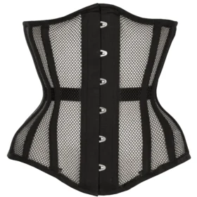 Black Cotton Twill Classic Steel Boned Waist Trainer Hip Gores