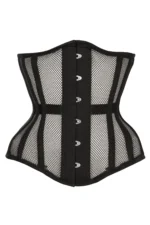 Black Cotton Twill Classic Steel Boned Waist Trainer Hip Gores