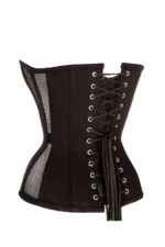 Black Cotton Twill Classic Steel Boned Waist Trainer Hip Gores