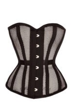 Black Cotton Twill Classic Steel Boned Waist Trainer Hip Gores