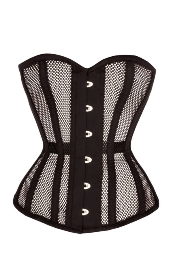 Black Cotton Twill Classic Steel Boned Waist Trainer Hip Gores
