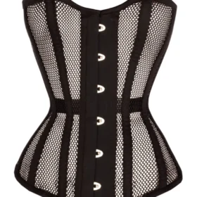 Black Cotton Twill Classic Steel Boned Waist Trainer Hip Gores