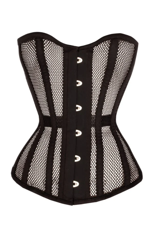 Black Cotton Twill Classic Steel Boned Waist Trainer Hip Gores