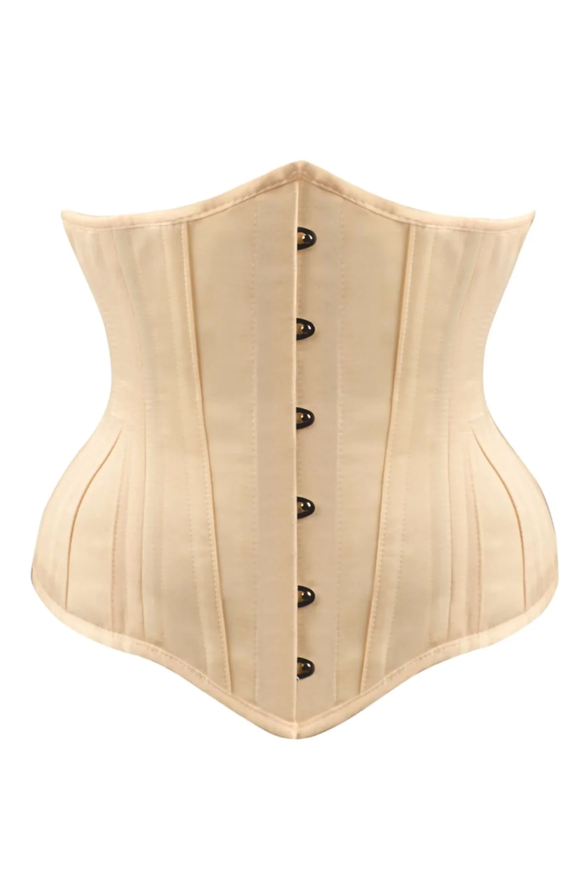 Black Cotton Twill Classic Steel Boned Waist Trainer Hip Gores
