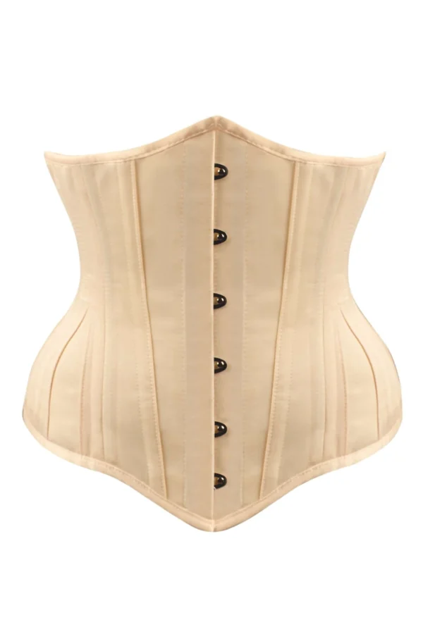 Black Cotton Twill Classic Steel Boned Waist Trainer Hip Gores