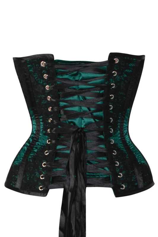 Black Cotton Twill Classic Steel Boned Waist Trainer Hip Gores