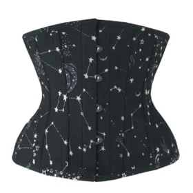 Celestial Constellation Print Steel-Boned Underbust Gothic Corset curvycorset.com