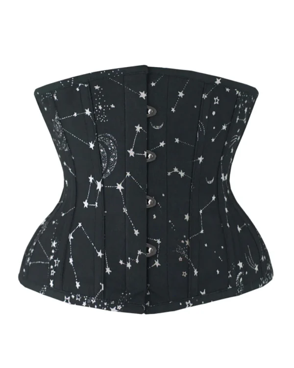 Celestial Constellation Print Steel-Boned Underbust Gothic Corset curvycorset.com
