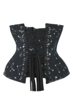 Black Cotton Twill Classic Steel Boned Waist Trainer Hip Gores
