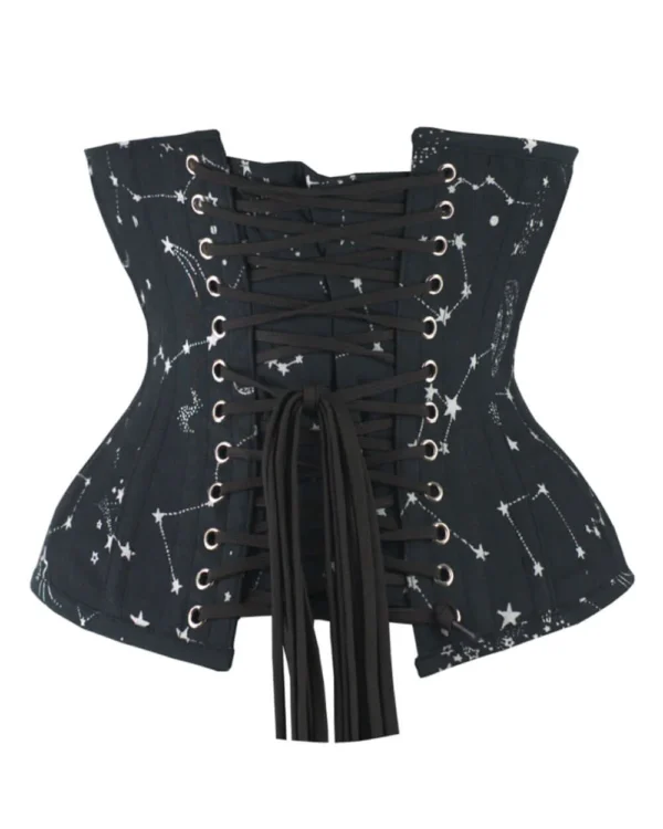 Celestial Constellation Print Steel-Boned Underbust Gothic Corset curvycorset.com
