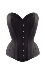 Black Cotton Twill Classic Steel Boned Waist Trainer Hip Gores