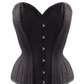 Classic Long Black Steel Boned Waist Taming Corset curvycorset.com