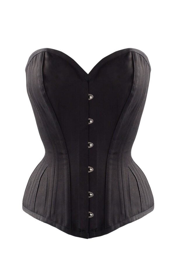 Black Cotton Twill Classic Steel Boned Waist Trainer Hip Gores