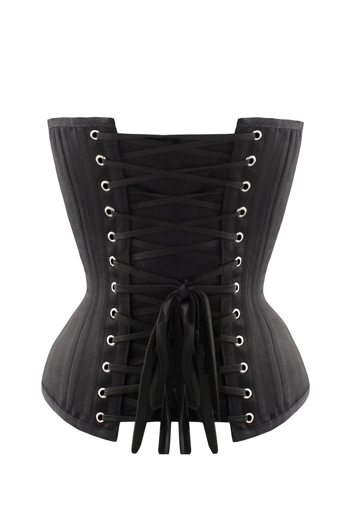 Black Cotton Twill Classic Steel Boned Waist Trainer Hip Gores