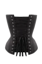 Black Cotton Twill Classic Steel Boned Waist Trainer Hip Gores