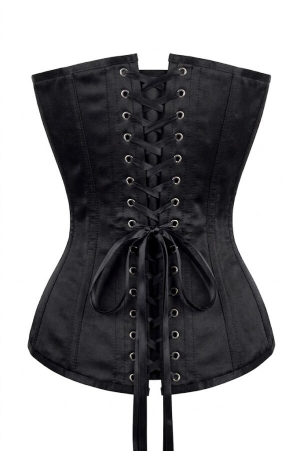Classic Long Black Steel Boned Waist Taming Corset curvycorset.com