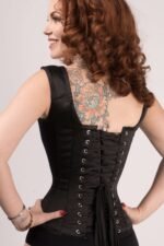Black Cotton Twill Classic Steel Boned Waist Trainer Hip Gores