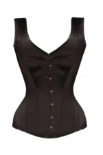 Black Cotton Twill Classic Steel Boned Waist Trainer Hip Gores